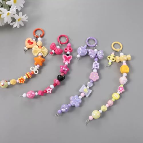 16mm Acrylic Beads 100pcs Cute Colors Spacer Beads Loose Beads for DIY Crafting Necklace Bracelet Jewelry Making Keychain (Pink&Purple) - color: pink&purple