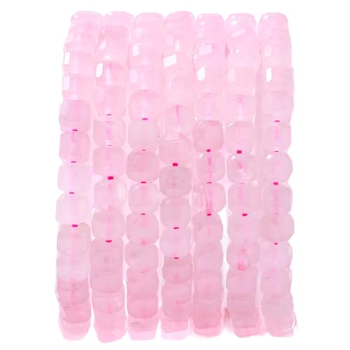 Natural Faceted Rose Quartz Cube Stone Beads 5-5.5mm 60pcs/str Loose Square Semi Gemstone Stone Beads for Making Bracelets Necklace Earrings - color: Rose Quartz
