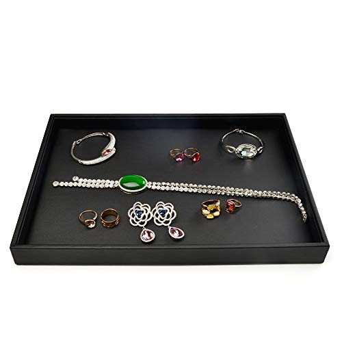 Oirlv Black Leather Jewelry Display Flat Tray Perfume Accessories Trinket Watch/Earring/Ring Storage Organizer - style: P01701
