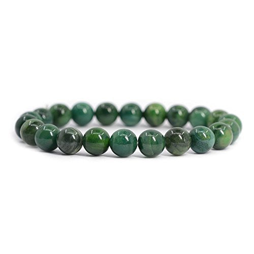 Justinstones 8mm Round Beads Stretch Bracelet 7 Inch Unisex - color: African Serpentine