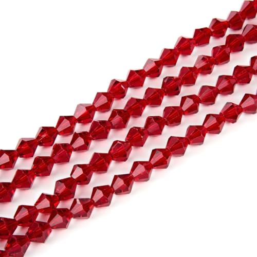 250pcs Czech 6mm (0.24 Inch) Faceted Bicone Crystal Glass Loose Beads Spacer Bulk Siam Red Red for DIY Craft Jewelry Making CCB605 - color: Siam Red, size: 6mm - 250pcs