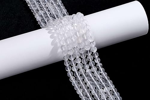 LAIDANLA Clear Quartz 6mm Natural Stone Beads Round Loose Gemstone Stone Beads for DIY Bracelet Necklace Earrings Jewelry Making Polishing Genuine Real Beading Crystal 96PCS 2 Strand 32" - color: V-Clear Quartz, size: 6mm