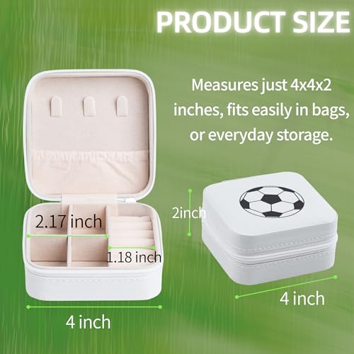 12-Pack Soccer Portable Jewelry Box for Team Travel White Sport Jewelry Case Bulk Gifts for Soccer Team Athletes & Sports Enthusiasts Christmas Events & Milestones - style: Square Soccer