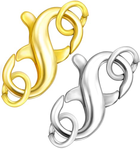 Dailyacc S925 Double Opening Lobster Clasp Sterling Silver and Gold Necklace Bracelet Extender Clasps and Closures for DIY Jewelry - color: Gold & Silver, size: 11mm × 6.5mm