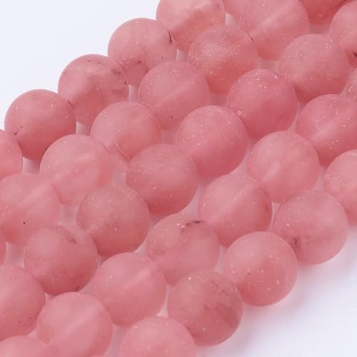 45Pcs Cherry Quartz Beads 8mm Round Natural Gemstone Beads Frosted Spacer Loose Bead for DIY Craft Bracelet Necklace Earrings Jewelry Making Supplies - color: Cherry Quartz-Frosted
