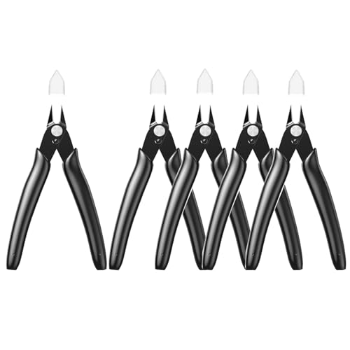 BOENFU Precision Wire Cutter Jewelry Zip Tie Cutters 5 Pack Flush Cutters Nippers Small Side Cutting Pliers for 3d Print, Plastic Models, Jewelry, Electronics, Black, 5 Inches - color: Black ( 5 Pack )