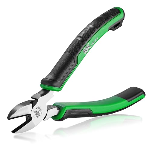 SK 6-Inch Diagonal Pliers, High Leverage Side Cutters, High Carbon Steel, Ergonomic Anti-slip Handle for Comfortable Grip - style: 6-Inch Diagonal Pliers