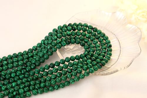 QINJIEJIE 100PCS Malachite Beads 8mm Natural Stone Beads Round Loose Gemstone Bead for Bracelet Beading Crystal Jewelry Making DIY Necklace Earrings 0.32" - color: Malachite, size: 100PCS