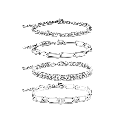 Waterproof Gold Chain Bracelet For Women Non Tarnish,14K Gold Plated Link Dainty Bracelets Stake Layered Bracelet Set Hypoallergen Gold Jewelry - color: Style-12