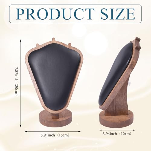 CHGCRAFT Necklace Display Stand Wood Jewelry Holder with PU Imitation Leather Mat Jewelry Necklace Display for Vendors, Black, 3.94x5.9x7.87inch - color: Black