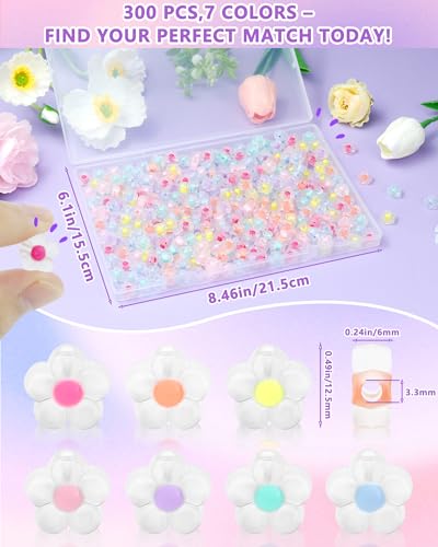 FIVEIZERO 300PCS Acrylic Flower Beads — Multicolor Transparent Flower Bracelet Charms for DIY Jewelry Making, Bracelets & Necklaces - color: Frosted Acrylic
