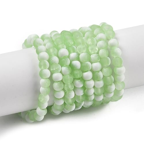 KISSITTY 50pcs Matte Beads Gradient Color Glass Frosted Crystal 6mm Rondelle Pale Green Bead Center Drilled Loose Craft Beads for Jewelry Making Earring Bracelet Necklace DIY Crafts - color: Pale Green