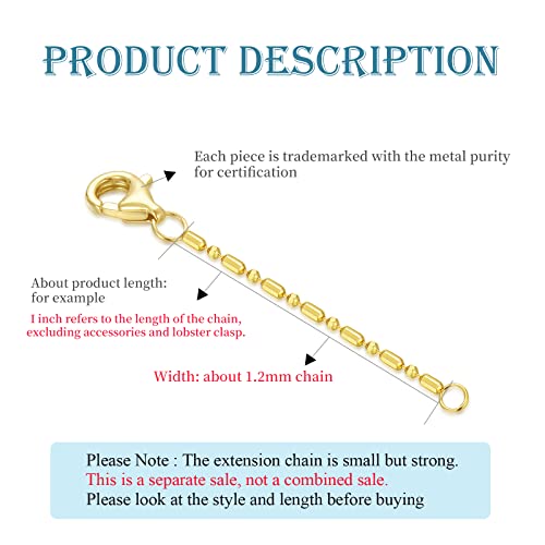 14k Gold Necklace & Bracelet Extender Chain, Adjustable Extension Chain for Necklace & Anklet - color: Style 18, size: 2inch
