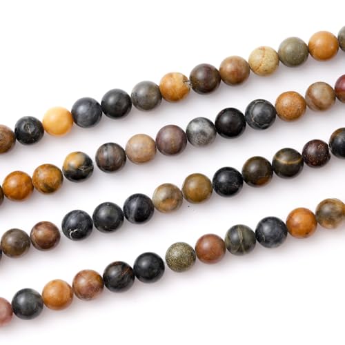 6mm 60pcs DIY Natural Petrified Wood Stone Beads Round Healing Crystal Gemstone Loose Beads for Jewelry Making Handmade Bracelet Necklace - color: Petrified Wood, size: 6mm