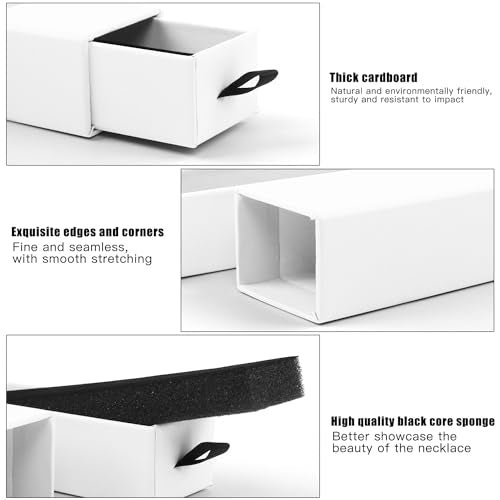Lainrrew Jewelry Gift Box, Luxury 12-Pack Jewelry Gift Box Velvet-Lined, Compact Drawer Style for Earrings & Rings, Stylish Necklace Bracelet Organizer, 8.3x1.8x1.4 Inches (White) - color: White