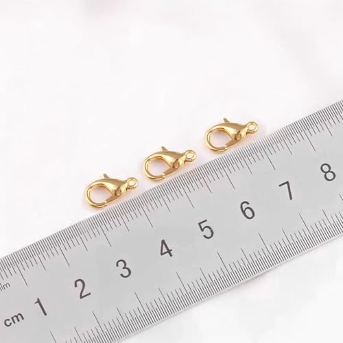 200 PCS Gold Lobster Claw Clasps,Small Alloy Lobster Clasps with Metal Storage Box Lobster Clips for DIY Keychains Bracelets Necklaces Crafts Jewelry Making(12×7mm,Gold) - color: gold