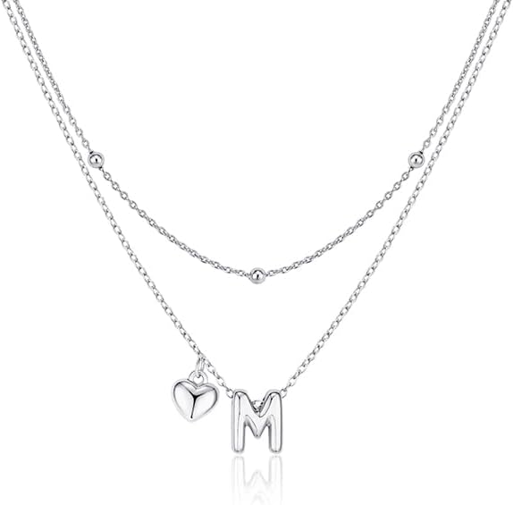 adoyi Valentines Day Gifts for Women Hers Dainty 14K Gold Plated Heart Initial Necklaces Layered Letter A-Z Pendant Necklace Stack Trendy Jewelry Birthday Valentines Day Gifts for Women Jewelry