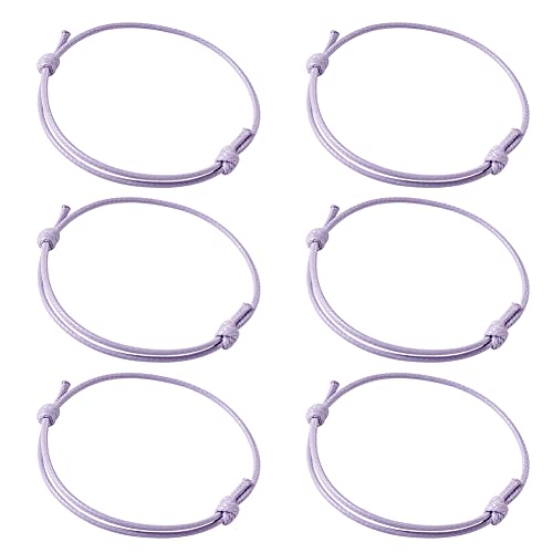 Cheriswelry 50pcs Waxed Polyester Cord Bracelet Friendship Bracelet String Adjustable Bracelet Making Korean Inner Diameter 40~70mm Lilac for Women Men Jewelry Making Supplies - color: Lilac