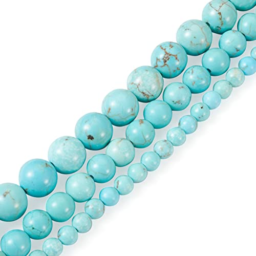 Craftdady 3 Strand Natural Howlite Beads 4-9mm Turquoise Polished Round Gemstone Loose Beads Energy Healing Stone Beads for DIY Bracelets Necklaces Earrings Jewelry Crafts, Total About 202pcs - color: Turquoise Howlite