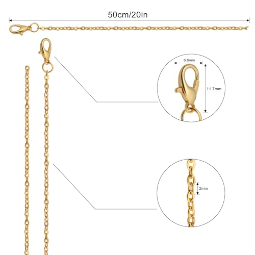 Lemonkey 24 Pack Necklace Chains Bulk,Gold Plated DIY Cable Link Chains for Jewelry Making 20 Inches - color: Gold, size: 20inch