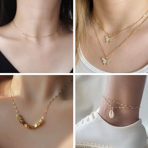 Kyutong 32.8 Feet Thin Stainless Steel Lip Chain Roll Gold Chain for Jewelry Making for Necklace Choker Bracelet DIY Jewelry Craft Supplies - color: Gold Lip