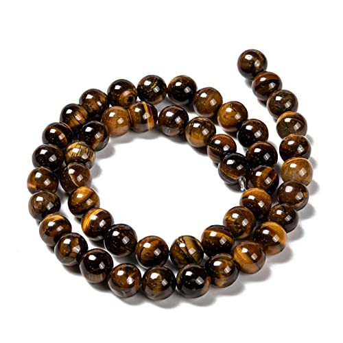 KISSITTY 235pcs 8mm Grade AB Natural Tiger Eye Bead Strands, Natural Gemstone Crystal Beads Round Smooth Chakra Beads Energy Healing Crystals Gemstones for DIY Jewelry Bracelets Necklaces Making - color: Grade AB Natural Tiger Eye