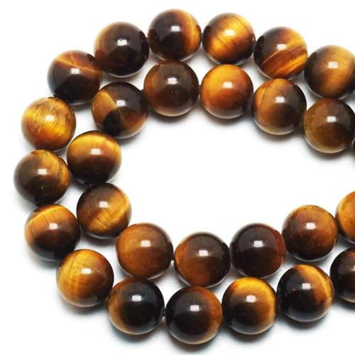 Gold Tiger Eye Beads for Jewelry Making - Yellow Crystal, 8mm Round Loose Beads (44-47pcs) - color: Gold Tiger Eye, size: 8mm