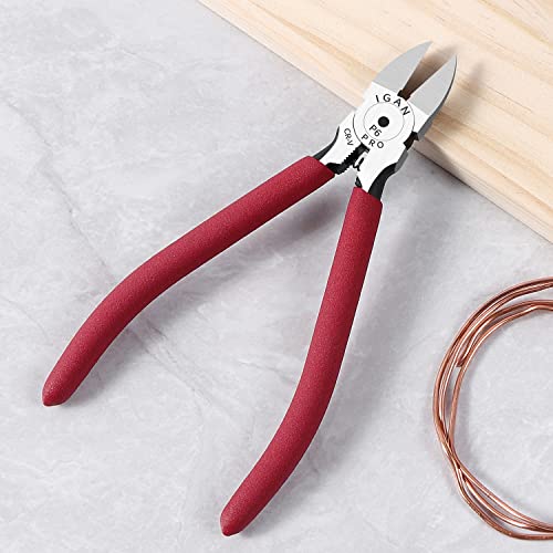 IGAN-P6 6-inch Ultra Sharp & Powerful Side Cutter Clippers with Longer Flush Cutting Edge, Ideal Wire Snips for Crafting, Floral, Electrical & Any Clean Cut Needs - size: Pack 1