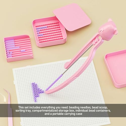 2.6mm Fuse Bead Single Needle Tweezer & Aligner Tray Kit - The Ultimate Set for Efficient Ironing Bead Sorting, Alignment, and Easy Pick-Up