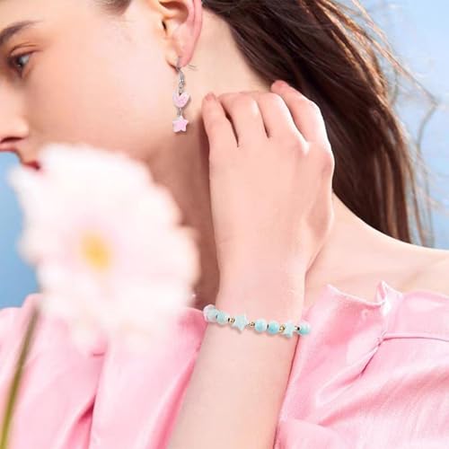 Craftdady 120Pcs Heart Beads Acrylic Round Star Crackle Beads Two Tone Imitation Turquoise Loose Bead Colorful Spacer Bead for Valentine Day Bracelet Necklace Earring DIY Crafts-3 Styles - color: Two Tone Color Crackle Bead