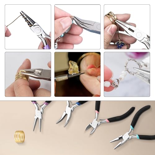 4 Pack Jewelry Making Pliers Tools Set, Jewelry Pliers with Needle Nose, Round Nose Pliers,Crafts Matte Handle - style: 4pcs - Black
