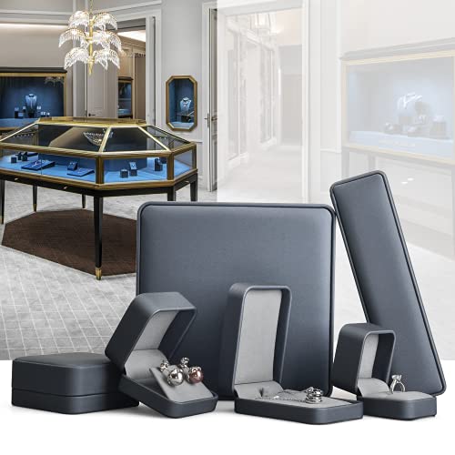 Blue Round Corner Earrings Gift Box PU Leather Jewelry Earring Gift Packaging Box - color: Earring box