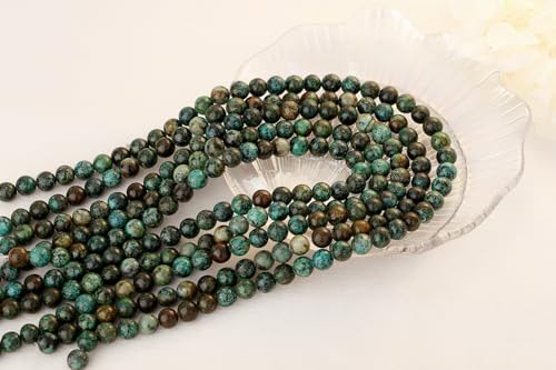 QINJIEJIE 100PCS African Turquoise Beads 8mm Natural Stone Beads Round Loose Gemstone Bead for Bracelet Beading Crystal Jewelry Making DIY Necklace Earrings 0.32" - color: African Turquoise, size: 100PCS
