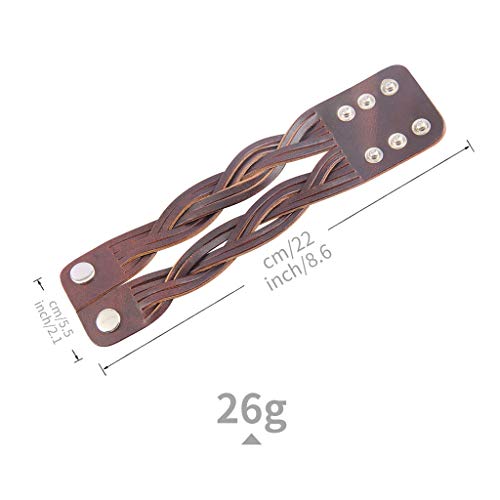 GelConnie Leather Cuff Bracelet Punk Braided Bracelets Rock Leather Wristbands Faux Mens Leather Bracelet Gothic Viking Bangle Adjustable Wrap Bracelet for Women,Men - color: Style LPB303-Brown