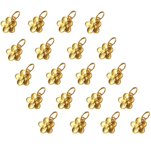 Xeahung 20 Pcs Double Sided Flower Charms Bulk for Jewelry Making Gold Flower Pendant for Bracelet Necklace Earrings Keychain DIY Crafts Crafting Christmas Birthday Gifts - color: Gold