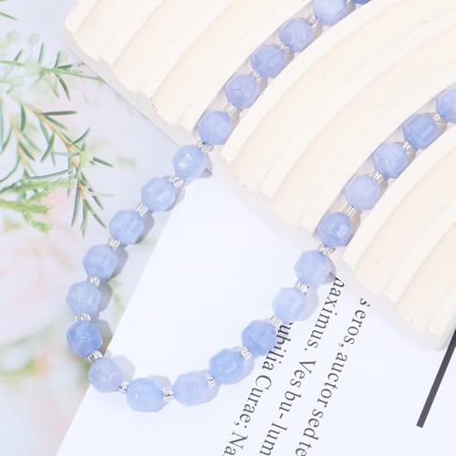 8mm Faceted Natural Aquamarines Stone Loose Round Semi Gemstone Beads for Bracelet Necklace Jewelry DIY Making - color: Aquamarines-1