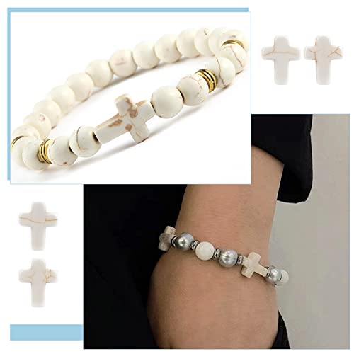 SUNNYCLUE 1 Box 100Pcs White Turquoise Cross Beads Synthetic Turquoise Stone Bead 12x16mm Easter Mini Small Cross Beads for Jewelry Making Charms Beading Supplies DIY Bracelet Necklace Adult - color: 100Pcs 12x16mm White Cross Beads