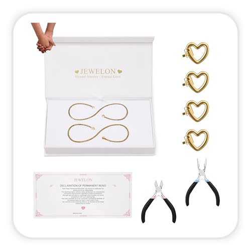 Mother’s Day Gift – Permanent Bracelet Kit with Love Vow Card, 316L Stainless Steel Chain & 925 Silver Heart Clasp, Handcrafted, Ideal for Anniversary & Romantic Date Night - color: Gold