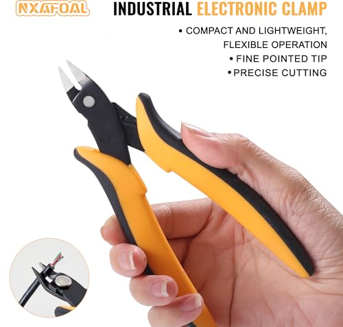 Micro Wire Cutters, 5.4 Inch Flush Cutters, 1 Pack Sharp Spring Loaded Micro Diagonal Cutters for Jewelry, Zip Ties, Electronics & DIY with Soft Grip Handles (Yellow & Black) - color: 1 Pack