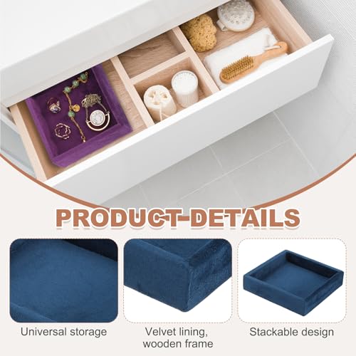 uxcell Stackable Jewelry Storage Tray, Empty Tray Drawer Organizer, Small Display Box for Earrings, Necklaces, Rings and Bracelets, Dark Blue - color: Dark Blue