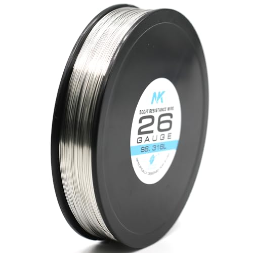 NK Jewelry Making Wire Stainless Steel 316L Soft Annealed AWG 22 24 26 27 28 29 30 32 34 36 38 40 Gauge (SS316L 26Ga 500Feet, 1) - size: SS316L 26Ga 500Feet