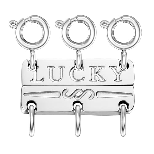 Dailyacc Lucky Necklace Layering Clasp 18K Gold and Silver Strong Multiple Necklace Clasps for Layered Look Separator - color: Triple - Silver (3pcs)