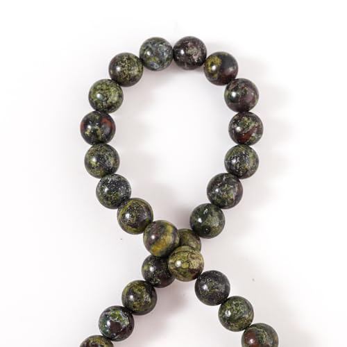 100Pcs Natural Stone 6mm Dragon Bloodstone Round Loose Gemstone Energy Healing Beads Hole Size 1mm DIY Smooth Beads for Bracelet Necklace Earrings Jewelry Making - color: Dragon Bloodstone, size: 6mm