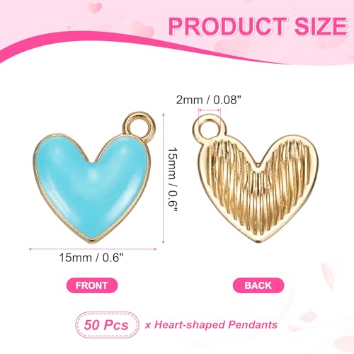 MECCANIXITY Enamel Alloy Heart Charm, Valentine Heart Pendants Love Jewelry Making Charm for DIY Necklace Bracelet Earrings Keychain - color: Blue