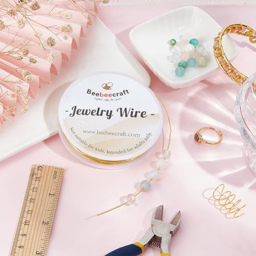 Beebeecraft 1 Roll 30M Round Wire 18K Gold Plated Brass Dead Soft Jewelry Craft Wire for Air Plant Gardening Crafts Wrap Jewelry Making Supplies - color: 18k Gold