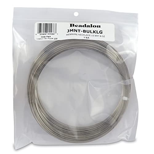 Beadalon Remembrance Stainless Steel Memory Wire, Round, Necklace, Large, Bright, 8 oz, Approx. 264 coils - size: Necklace, Large, style: 8 oz, approx. 264 coils