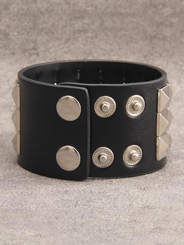 GelConnie Leather Cuff Bracelet Punk Braided Bracelets Rock Leather Wristbands Faux Mens Leather Bracelet Gothic Viking Bangle Adjustable Wrap Bracelet for Women,Men - color: Cuff Leather Bracelet