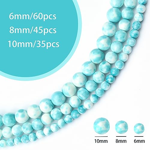 35pcs 10mm Natural Blue Rain Flower Gemstone Beads Energy Healing Crystal Round Loose Stone Beads for Jewelry Making, DIY Bracelets Necklaces - color: Blue Rain Flower, size: 10mm