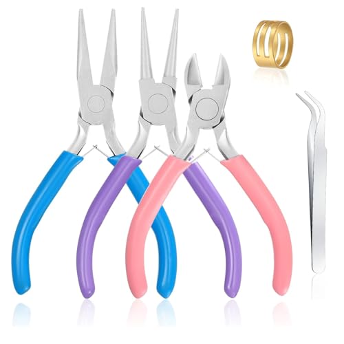 3 Pcs Jewelry Pliers Set - Needle Nose, Round Nose and Wire Cutters for Jewelry Making, Repair and Crafts，Wire Wrapping Beading Crafts Pliers - style: 3pcs-Mixed Color
