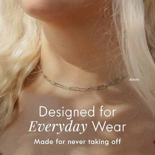 Destin Jewelry Paperclip Chain Necklace for Women, Waterproof 18K Gold Plated Stainless Steel, Hypoallergenic, Adjustable Layering Chain, Tarnish-Resistant, 2.5–6.5mm - color: Stainless Steel, size: 30" + 2", style: 2.5 MM